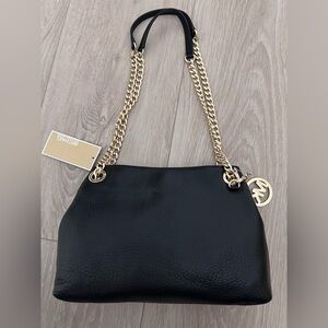 Michael Kors Black Shoulder Bag with Gold Chain NWT
